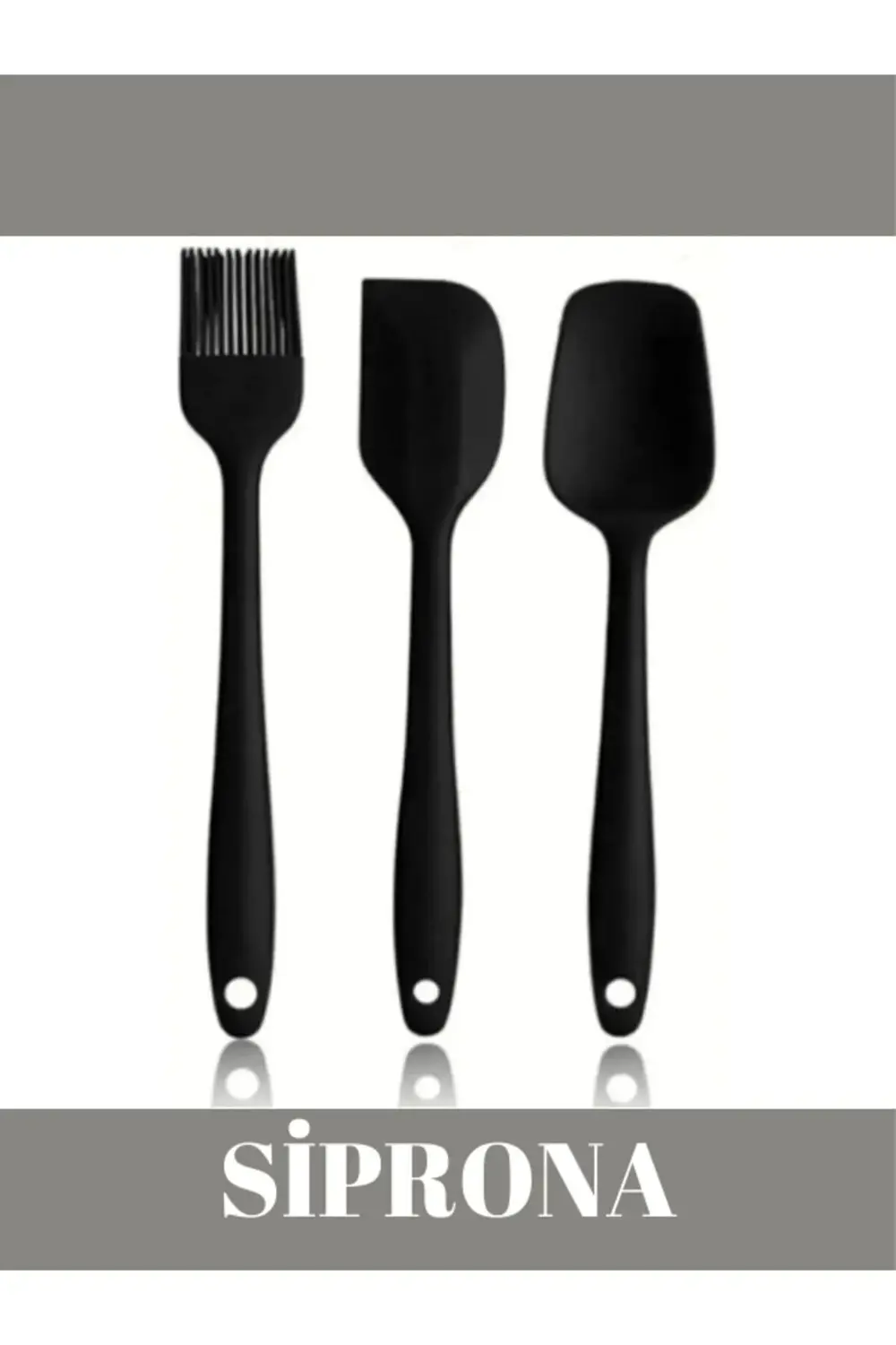 Yanmaz Yapışmaz Silikon 6'lı Pasta, Yumurta Fırçası, Kaşık Bıçak,