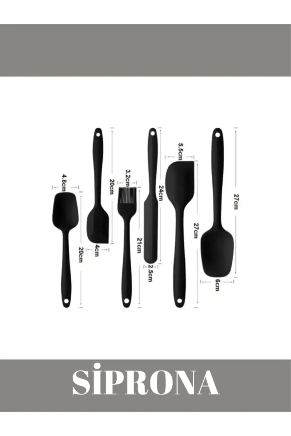 Yanmaz Yapışmaz Silikon 6'lı Pasta, Yumurta Fırçası, Kaşık Bıçak,