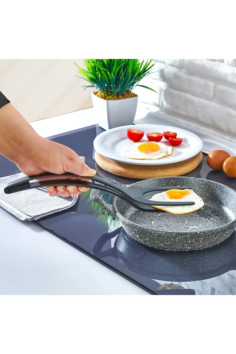 Ferah Plastik Yanmaz Yapışmaz Teflon Maşalı Spatula - 220 Dereceye Kadar Dayanı