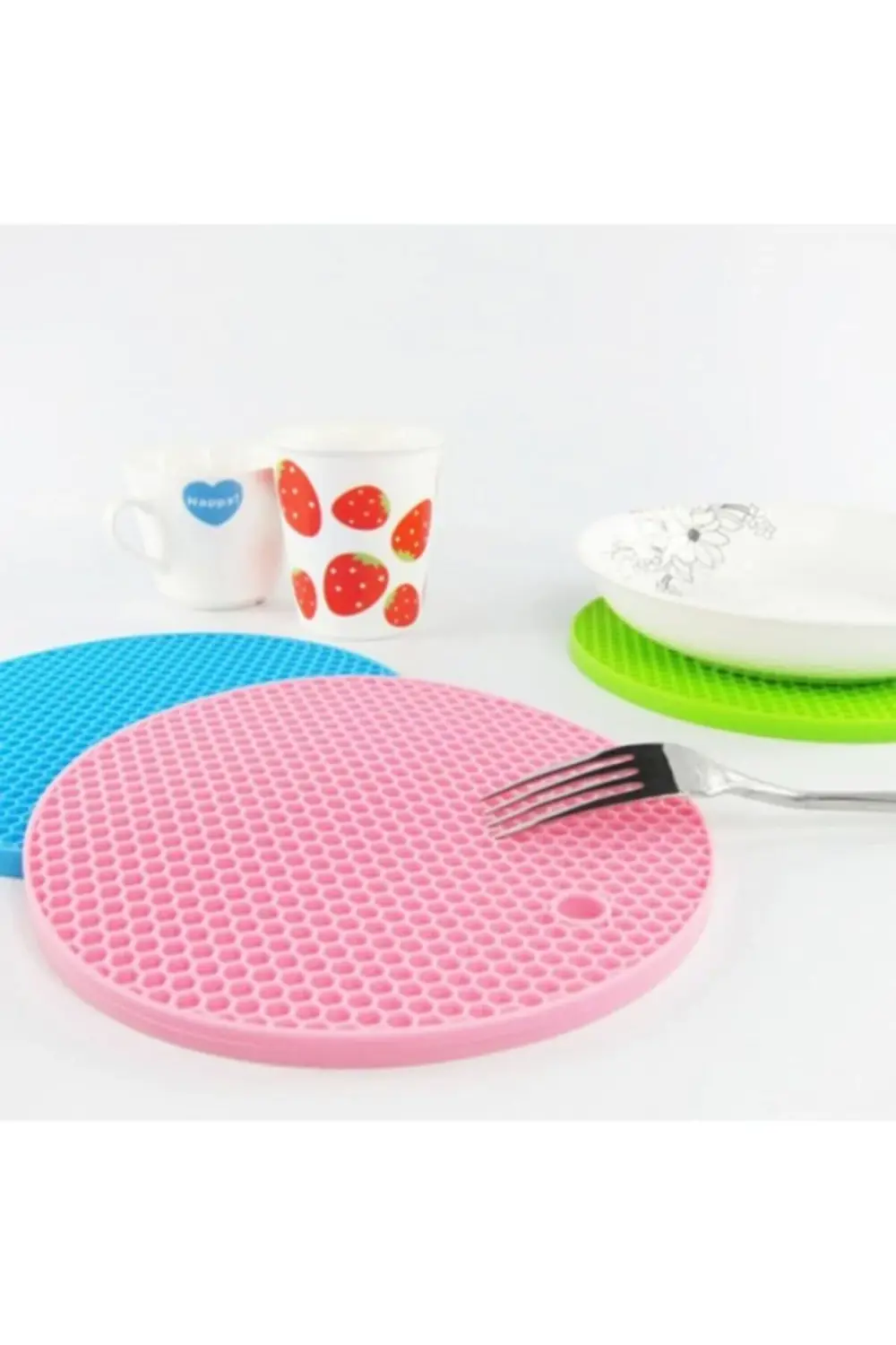 Yanmaz Yapışmaz Yuvarlak Altıgen Desenli Silikon Nihale Tencere D