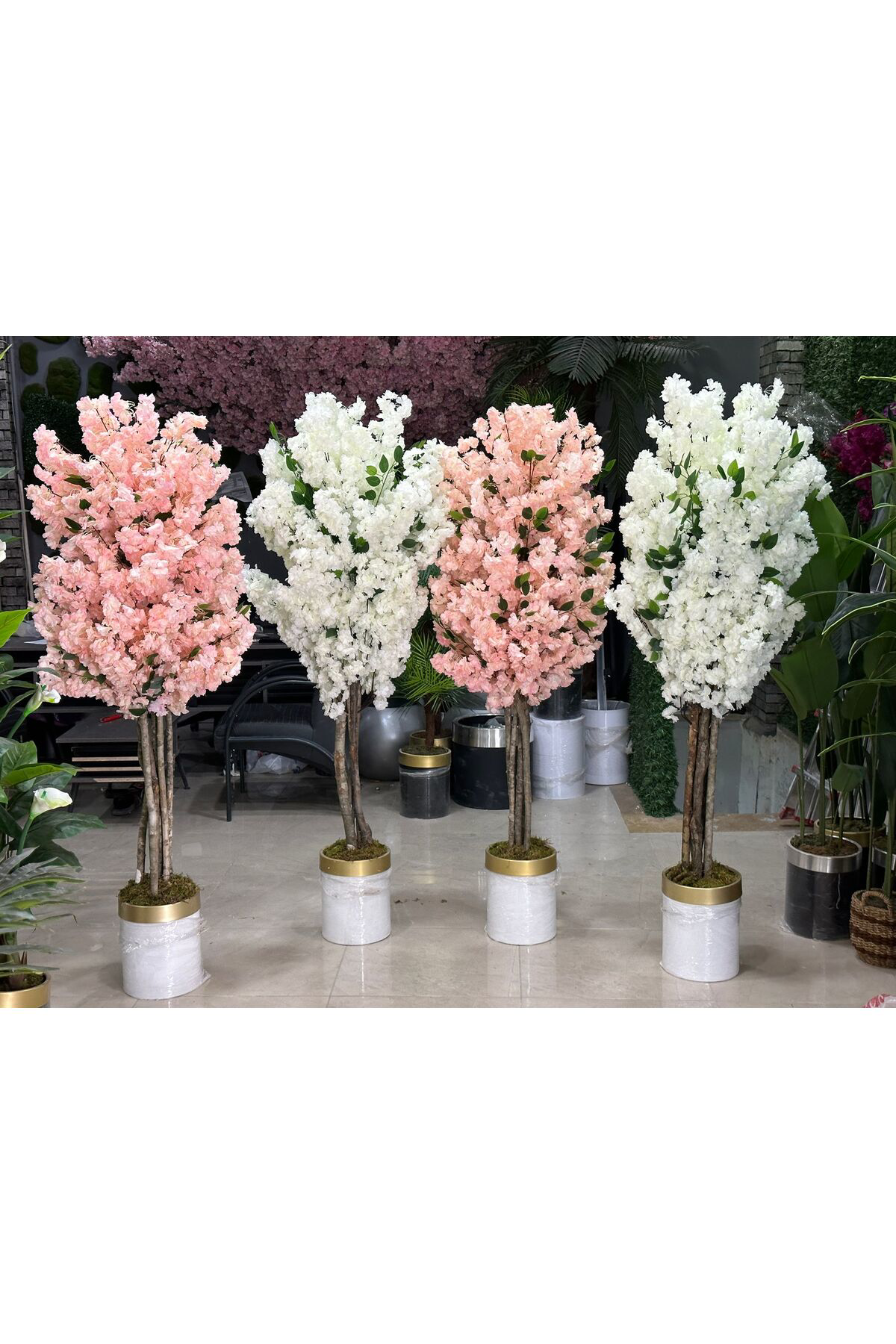 Oyuncak Store Yapay Bahar Dalı Ağacı - Silindir Metal Saksı