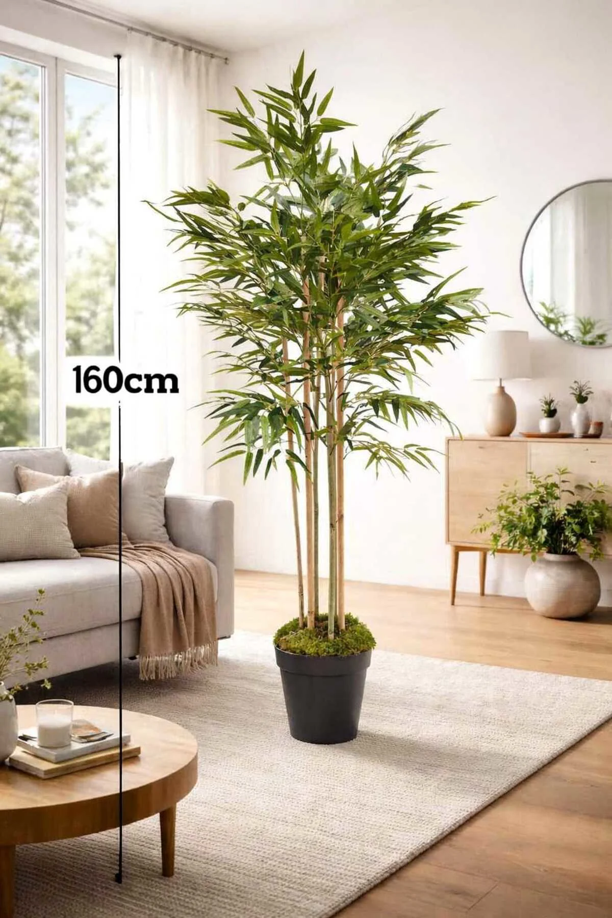 YAPAY BAMBU 6 GÖVDELİ LÜKS YAPRAKLI 160 CM BOYUNDA DEKORATİF MODE