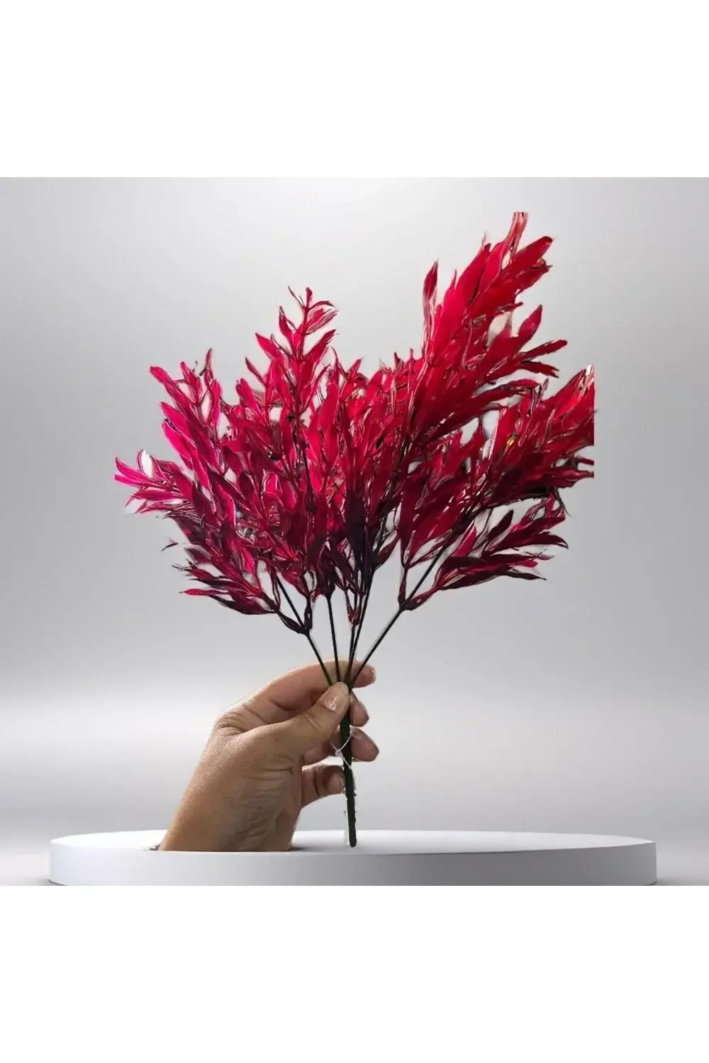 Yapay Bitki Kırmızı Tek Dal 35 cm