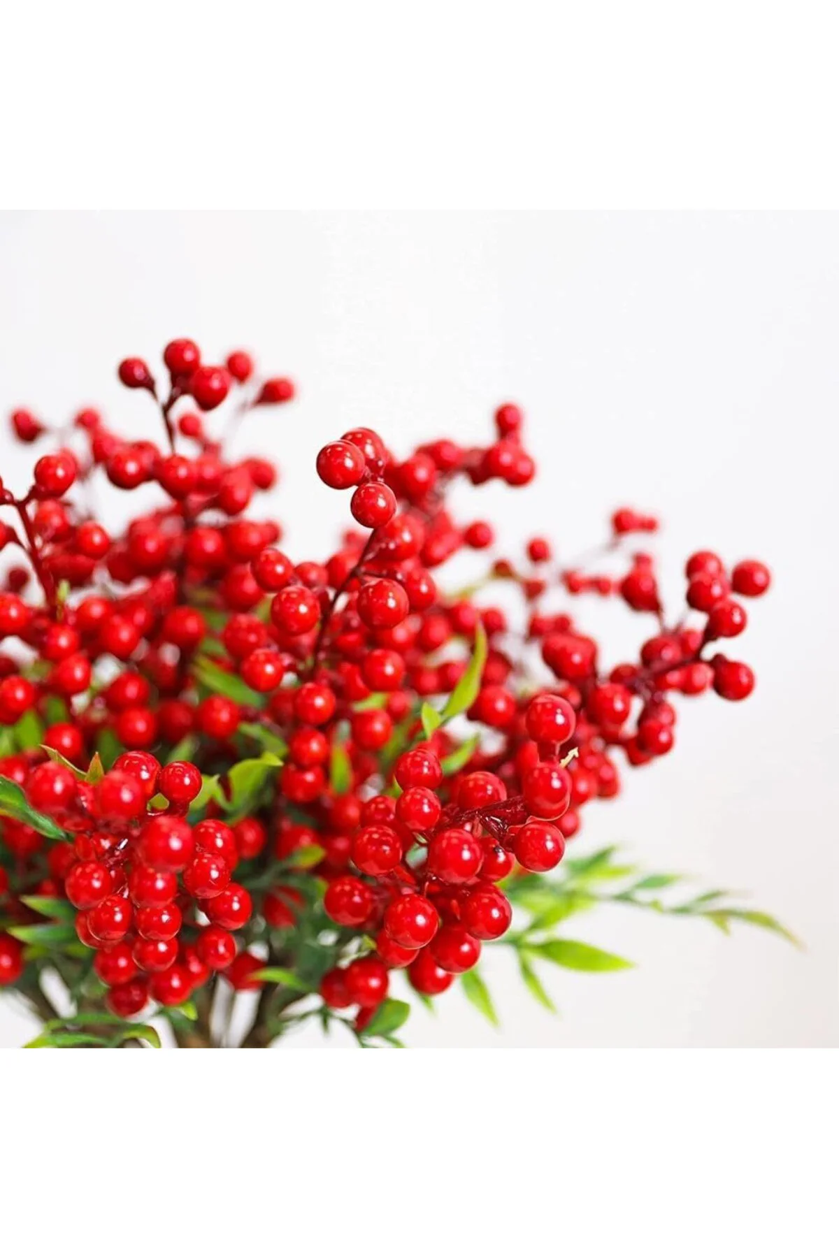 Yapay Çiçek Kokina 3 Dal lı Demet 20 * 15cm Yılbaşı Çiçeği Red Berry