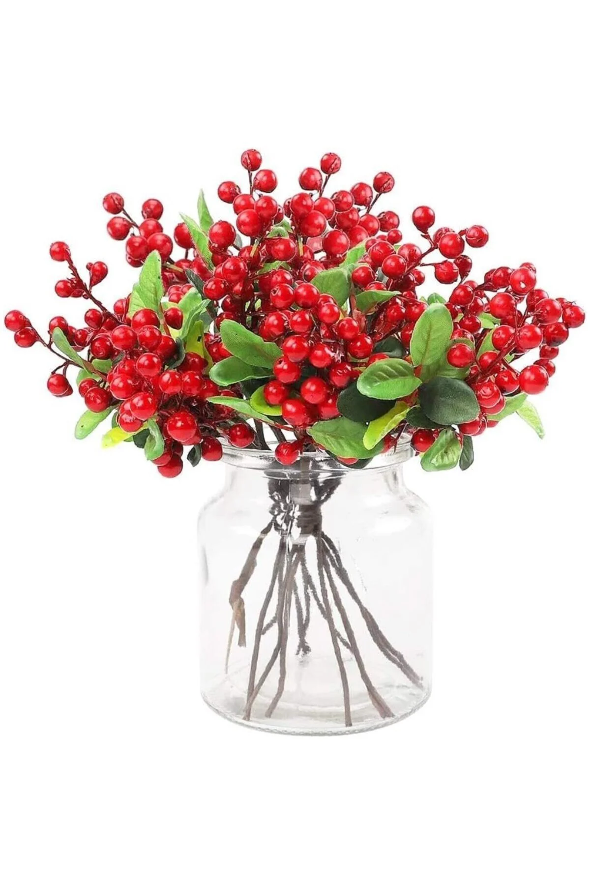 Yapay Çiçek Kokina 3 Dal lı Demet 20 * 15cm Yılbaşı Çiçeği Red Berry