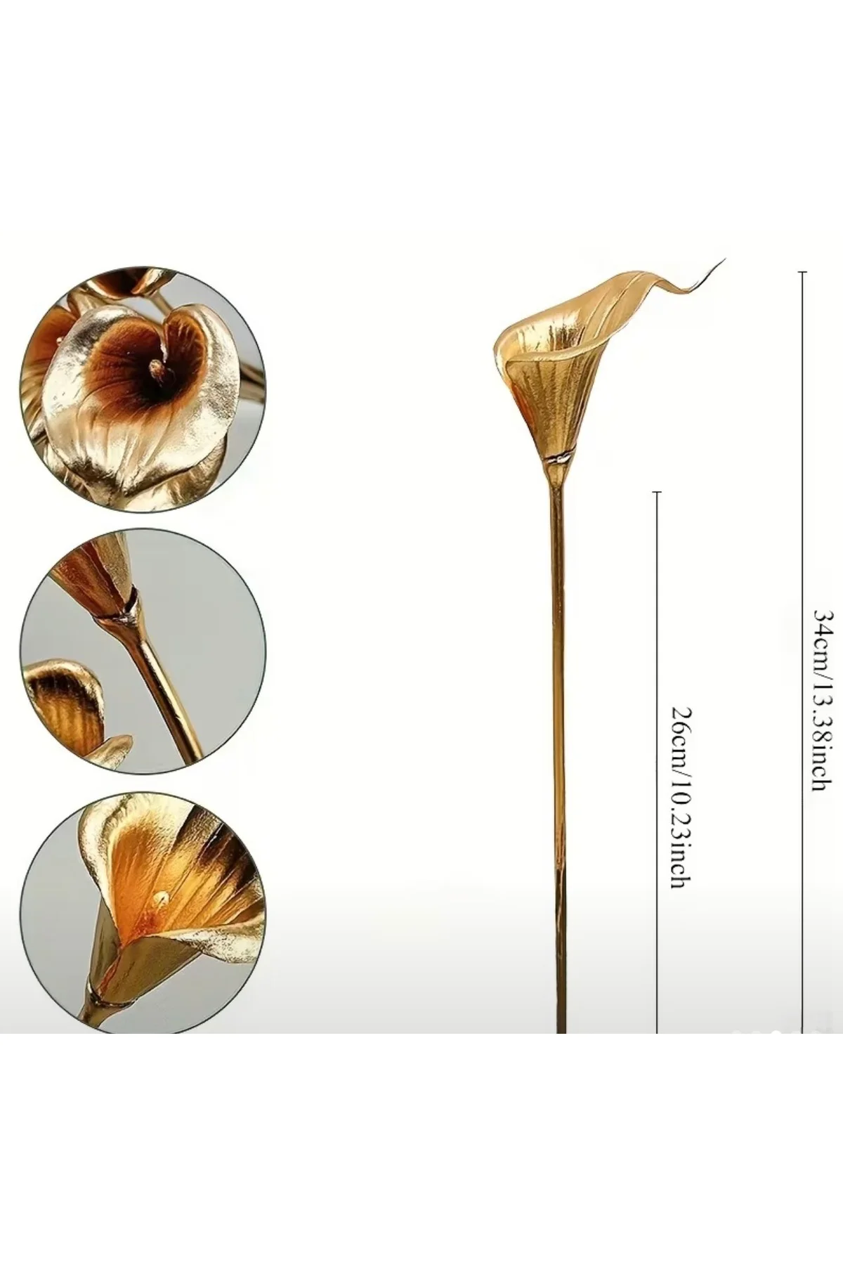 Yapay Gold Gala Çiçeği Demeti 34 cm – Altın Sarısı Islak Dokulu Gala Çiçek Vazo Aranjmanı