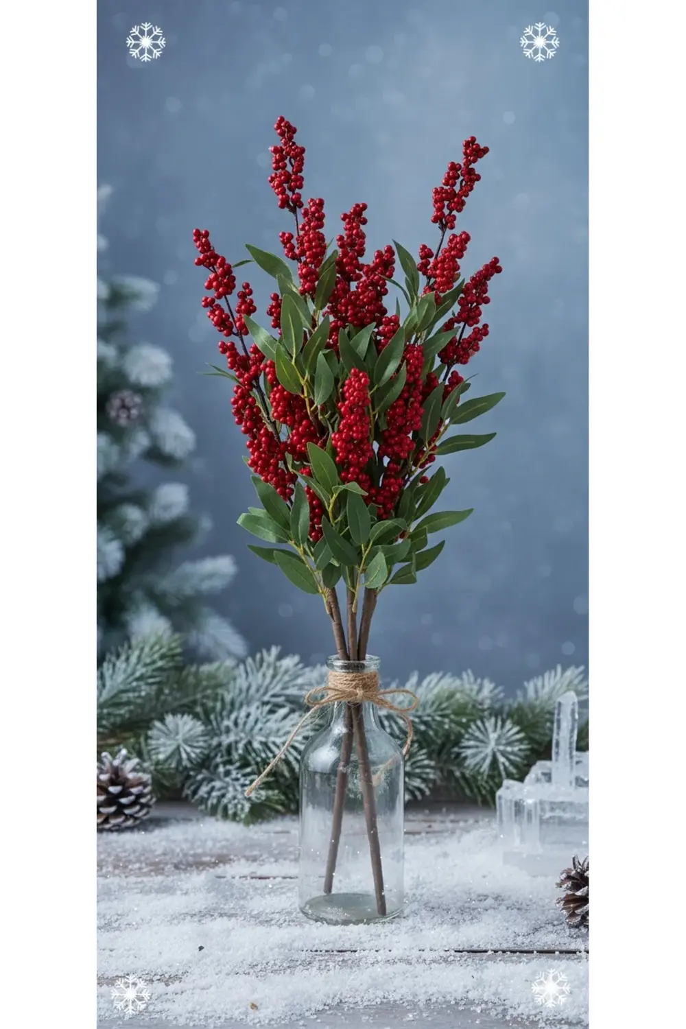 Yapay Kırmızı Kokina Çiçeği - Uzun Boy (107 CM) - TEK DAL