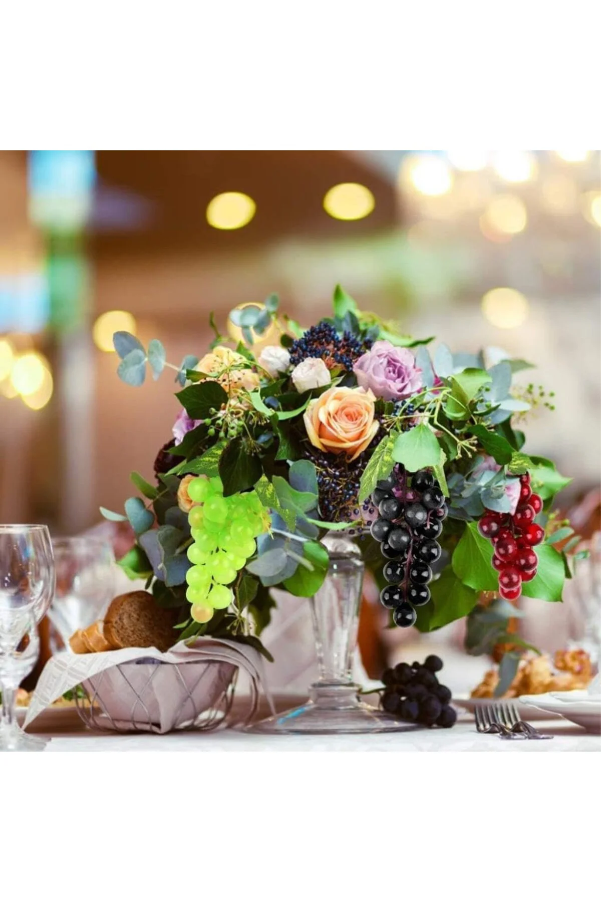 Yapay Meyve Yeşil Üzüm Küçük Boy Süs Dekoratif Meyve