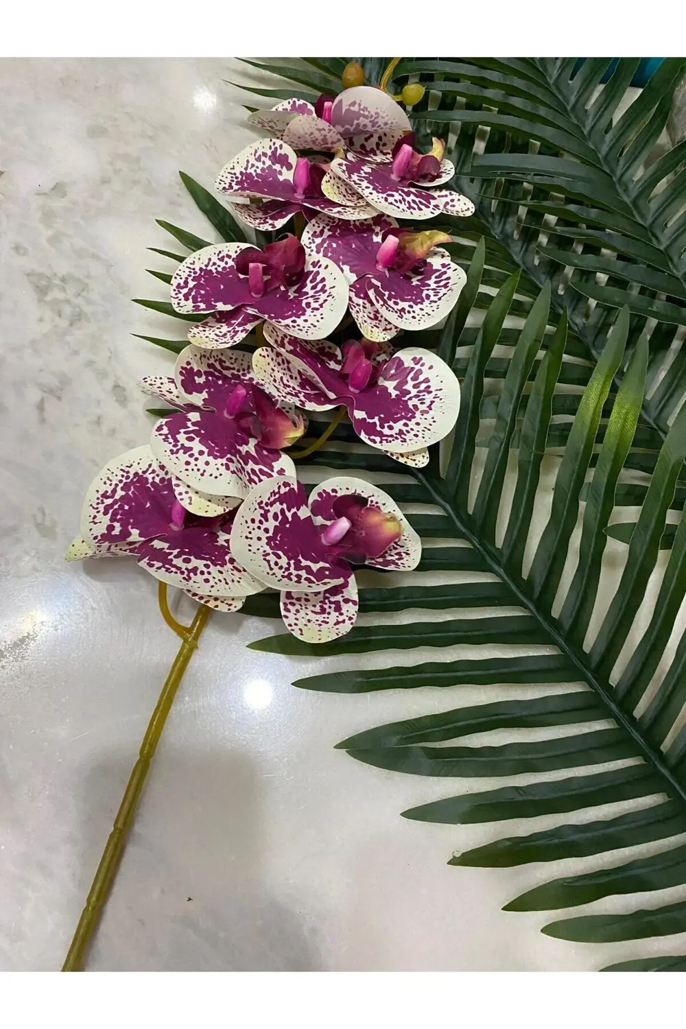 Yapay Orkide Tek Dal Kırçıllı 88 Cm