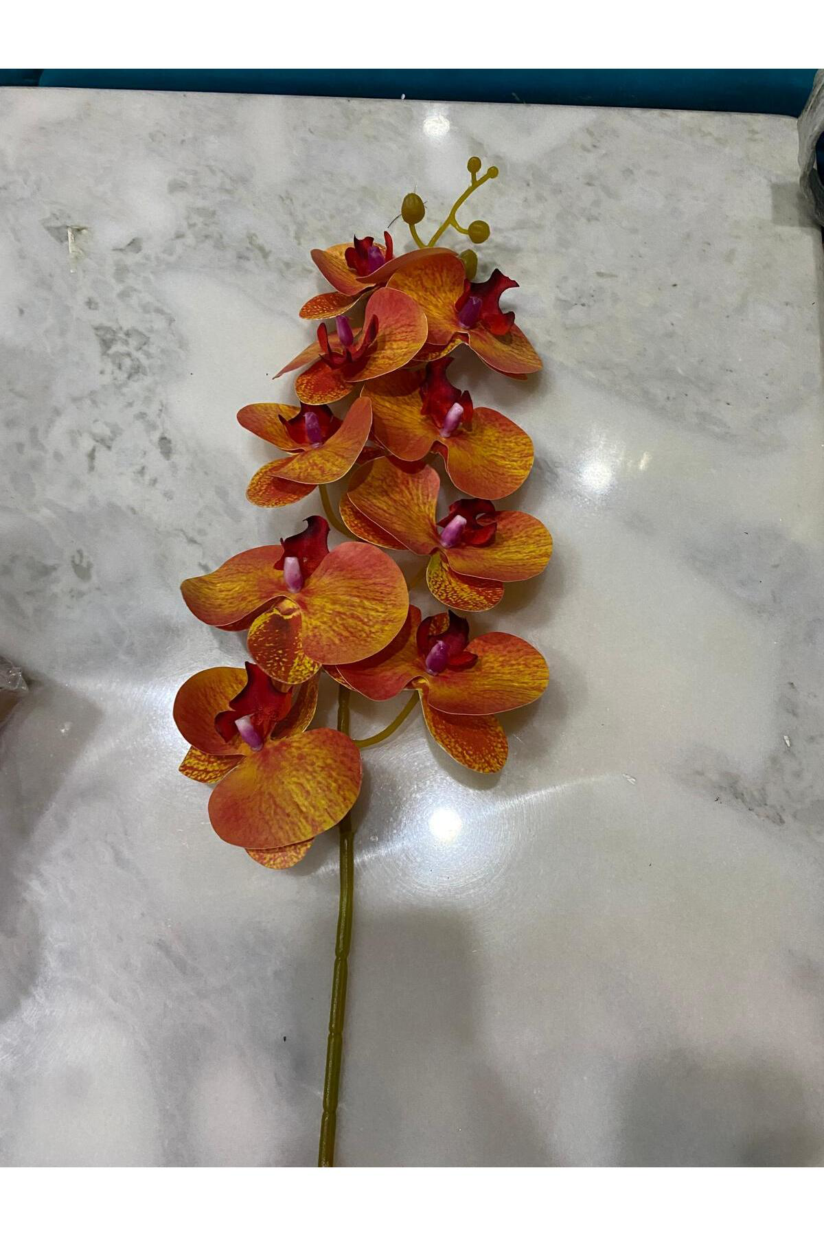 Elif Aksesuar Yapay Orkide Tek Dal Turuncu 88 Cm