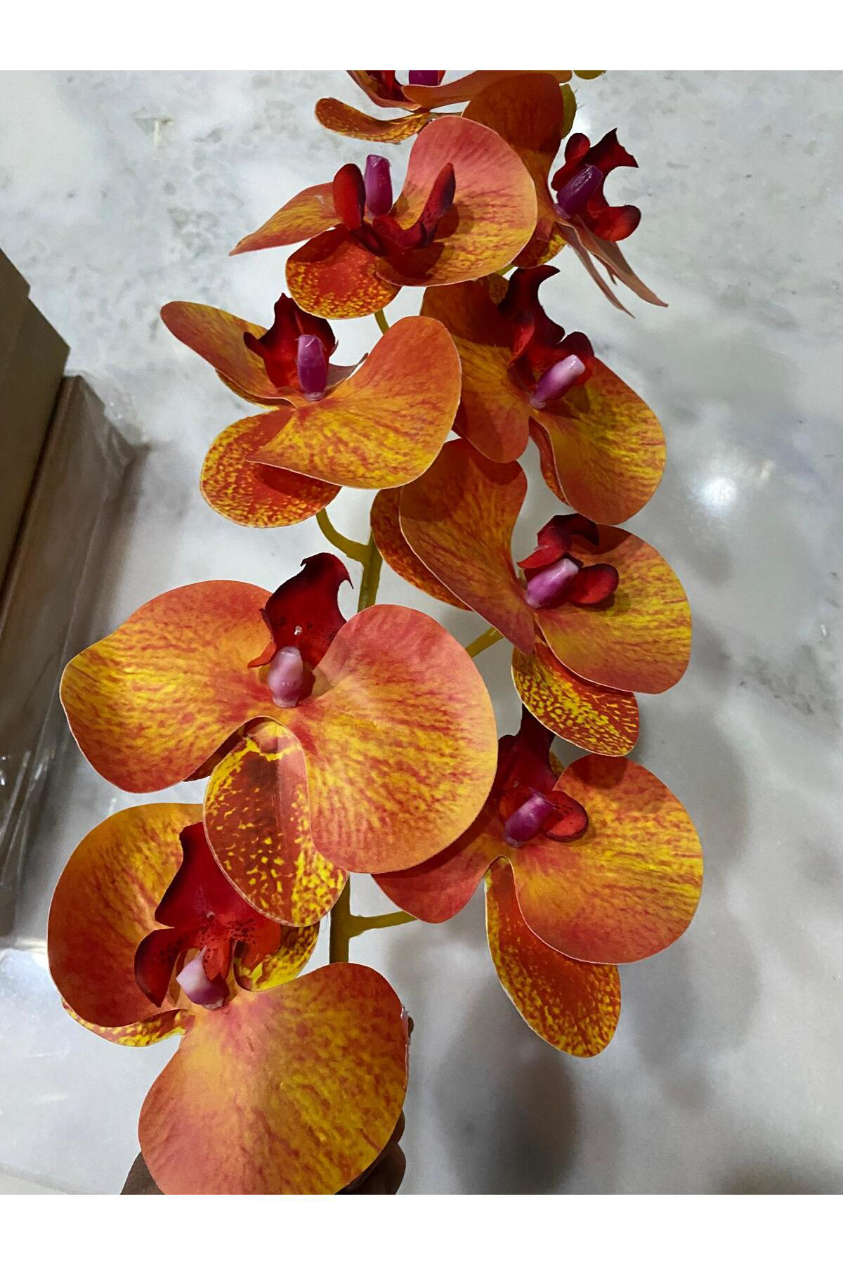 Elif Aksesuar Yapay Orkide Tek Dal Turuncu 88 Cm