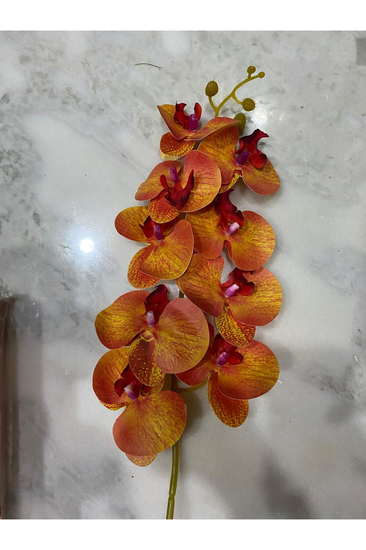 Elif Aksesuar Yapay Orkide Tek Dal Turuncu 88 Cm