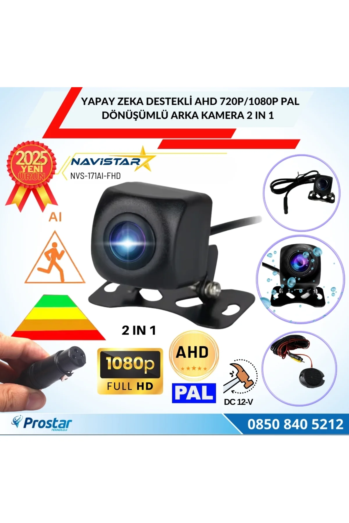 Yapay Zeka Destekli Ahd 720p/1080p Pal Dönüşümlü 2 IN 1 Geri Görü