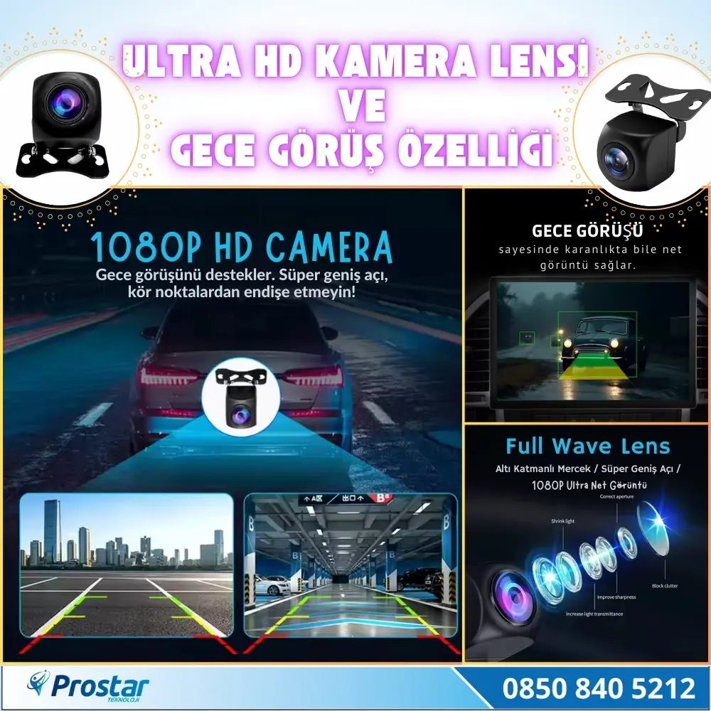 Yapay Zeka Destekli Ahd 720p/1080p Pal Dönüşümlü 2 IN 1 Geri Görü