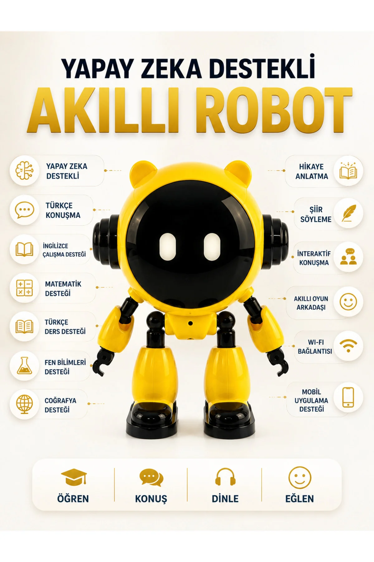 Yapay Zeka Robotu Çocuklar İçin 40 Dil Destekli Konuşan Eğitici Akıllı Robot - Görsel 4