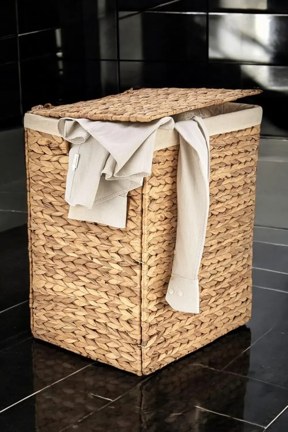 Yapımı Hasır Katlanabilir Kirli Çamaşır Sepeti, Modern Çamaşır Se