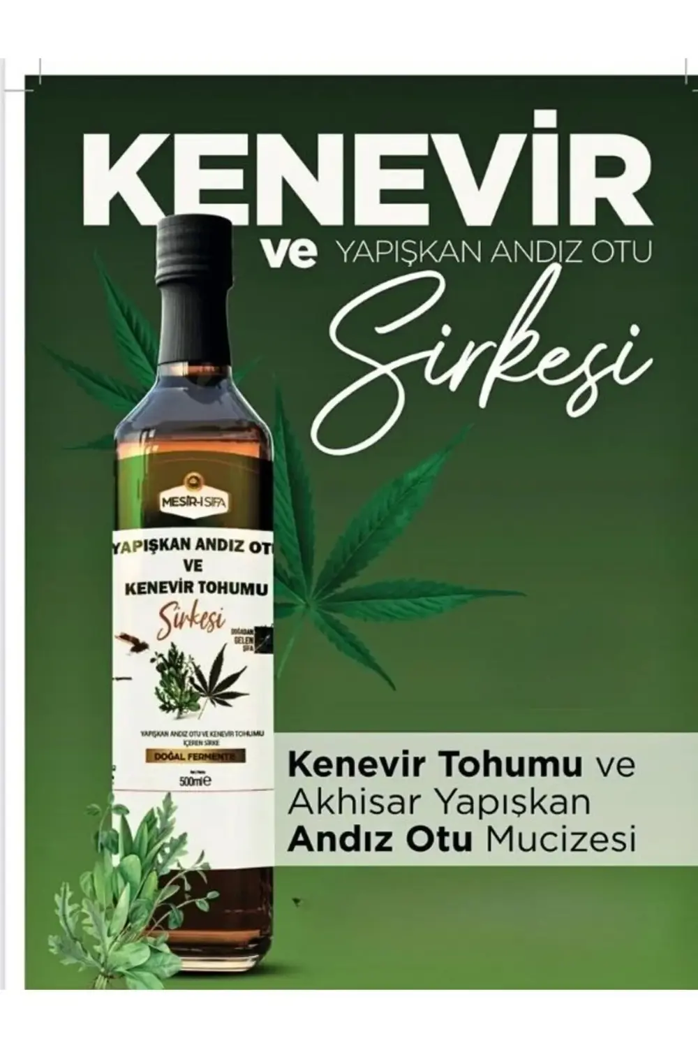 Yapışkan Andız Otu Sirkesi Kenevir Sirke 500 ml