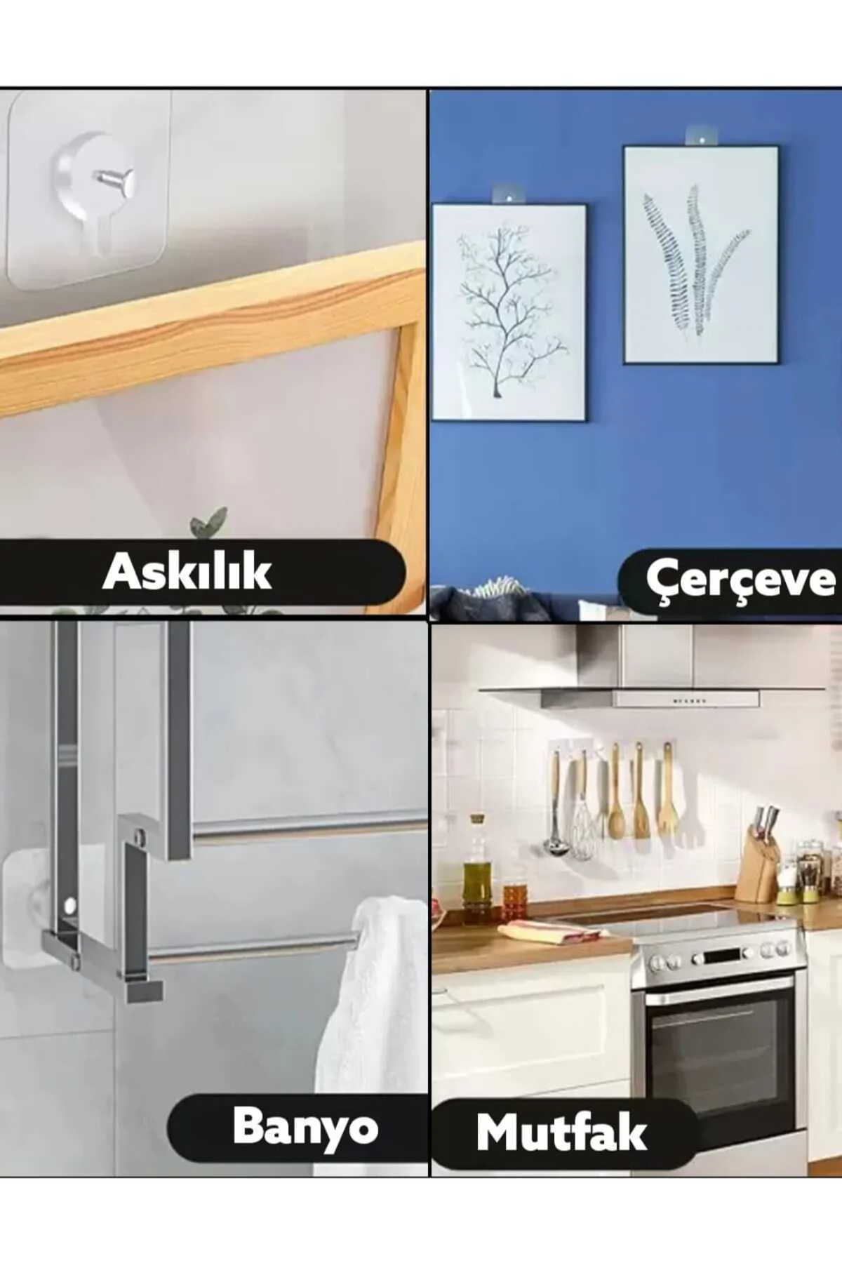 Yapışkan Çerçeve Resim Askısı Yapışkanlı Askı Paslanmaz Çelik Mut