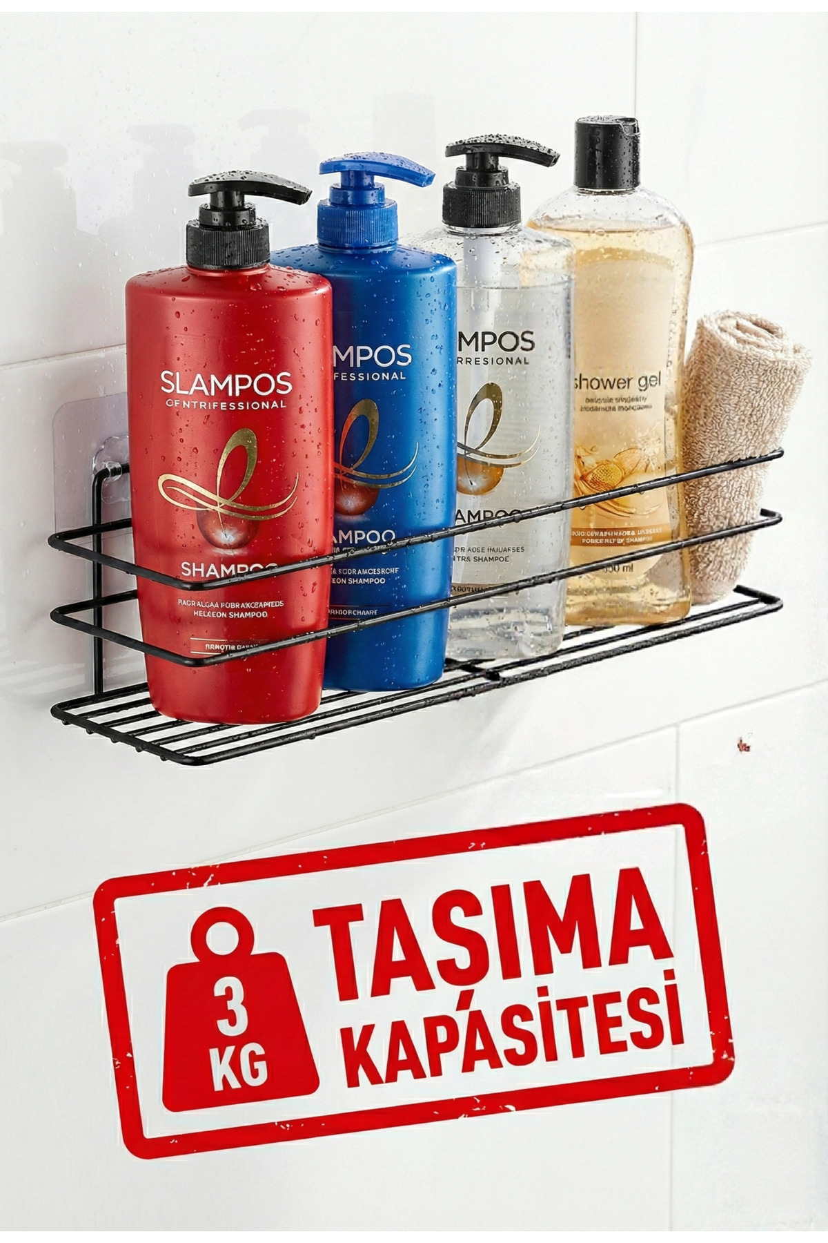 Yapışkanlı Banyo ve Mutfak Rafı - Delmeden Montaj Çok Amaçlı Düze