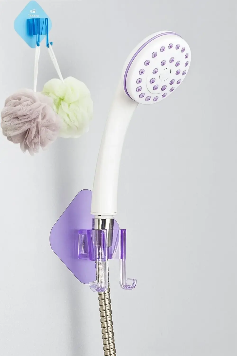 Yapışkanlı Duş Başlığı Tutucu ve Lif Askılığı – Deliksiz Duvar Ti