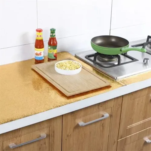 Yapışkanlı Gold Mutfak Tezgah Folyosu 40cm x 1 Metre Isıya Dayanı