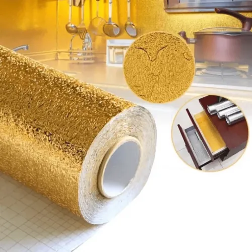 Yapışkanlı Gold Mutfak Tezgah Folyosu 40cm x 1 Metre Isıya Dayanı