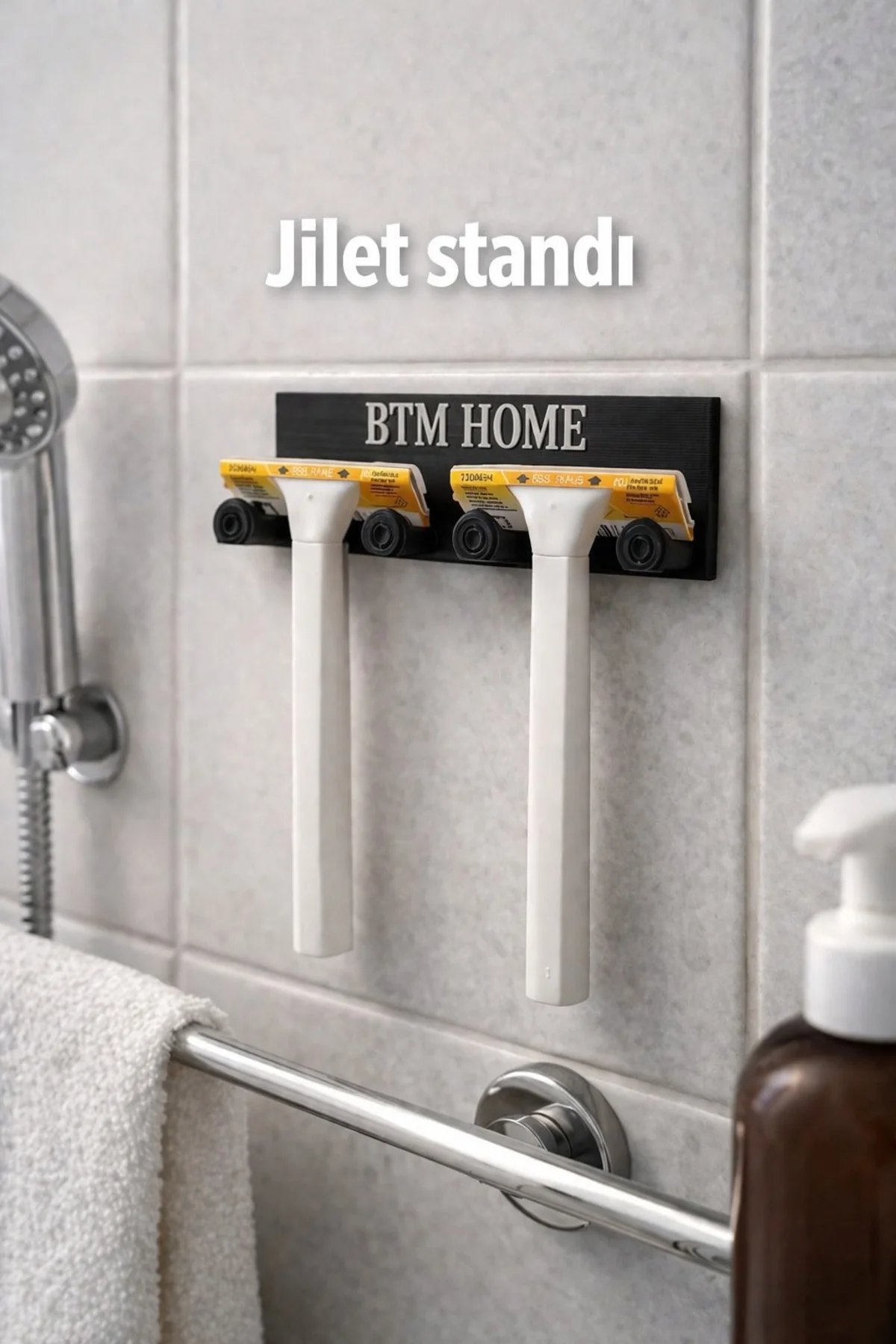 Yapışkanlı Jilet Standı – Delmesiz Banyo Jilet Tutucu Permatik As