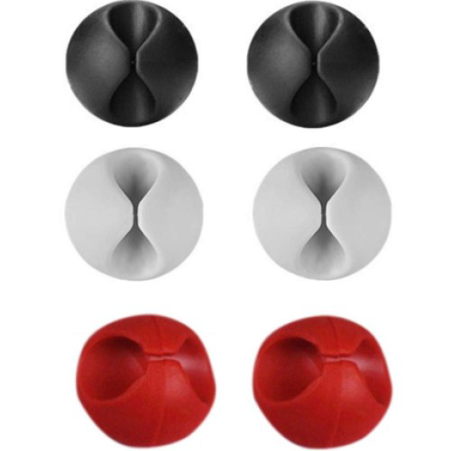 Yapışkanlı Kablo Sabitleyici Düzenleyici 6'lı Paket (2 Beyaz-2 Kı