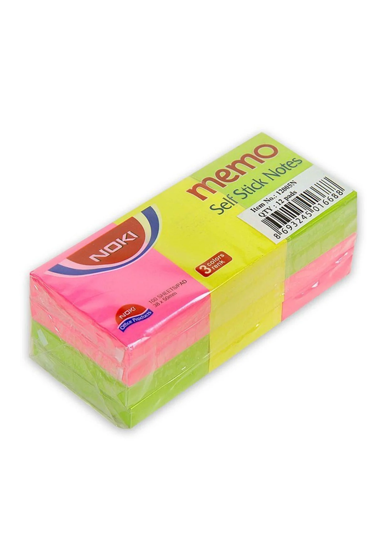 Yapışkanlı Not Kağıdı 38x51 mm 100 Yaprak x 3 Adet Karışık Neon 3