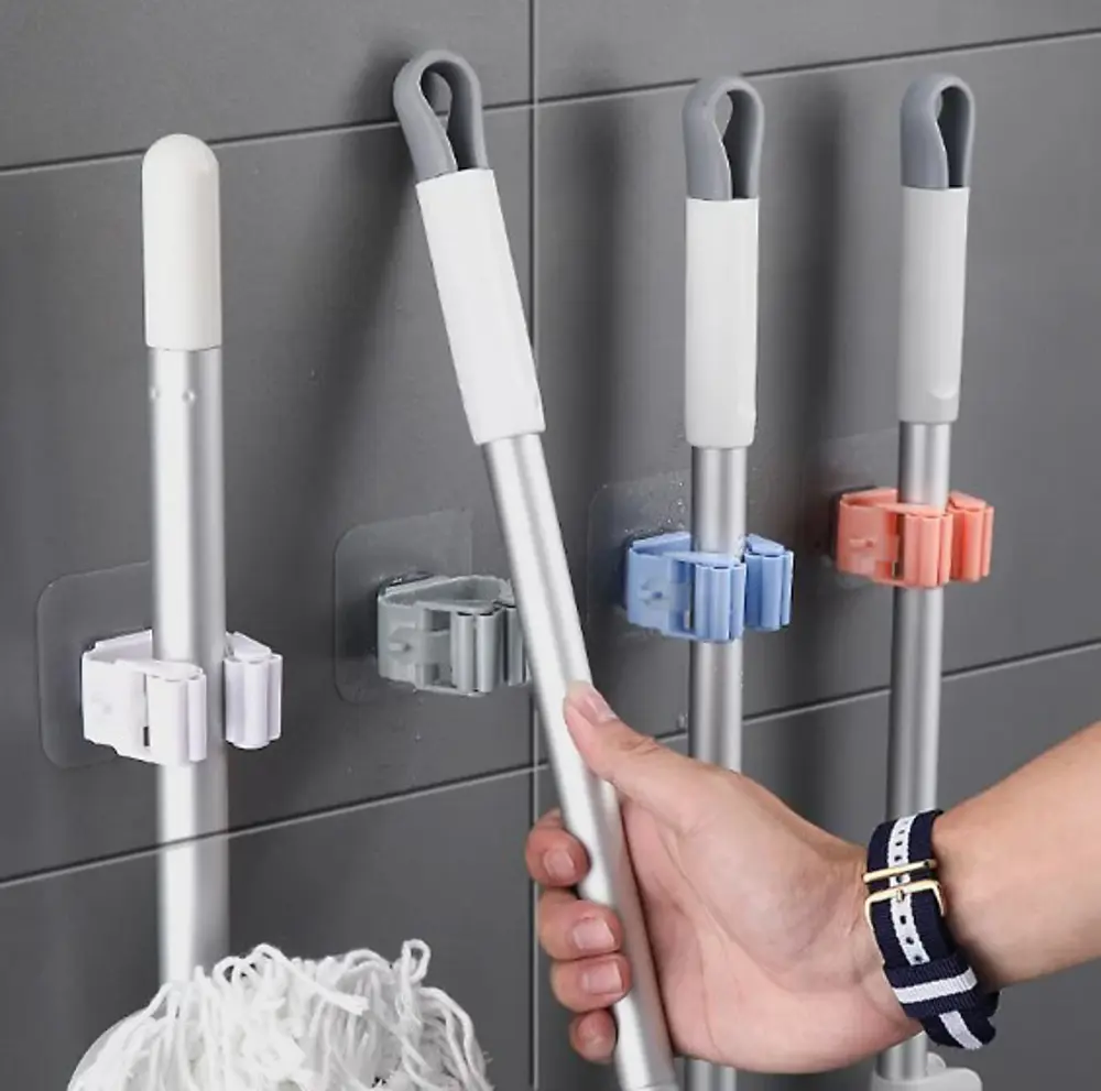 Yapışkanlı Pratik Mop Tutucu 4 Adet Beyaz Yapışkanlı Pratik Mop Tutucu 4 Adet Beyaz