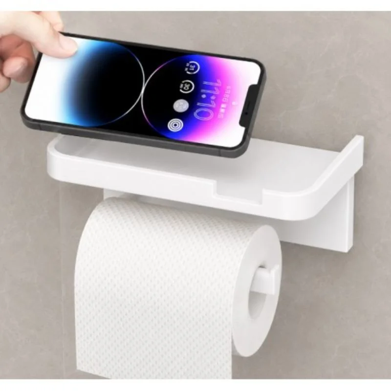 Yapışkanlı Raflı Tuvalet Kağıdı Askılığı - Matkapsız Banyo Düzenl Yapışkanlı Raflı Tuvalet Kağıdı Askılığı - Matkapsız Banyo Düzenl