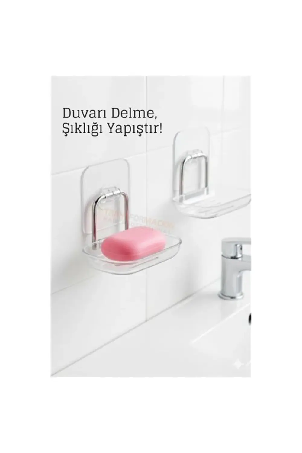 Yapışkanlı Sabunluk – Su Giderli Katı Sabun Kutusu 13 x 9 cm