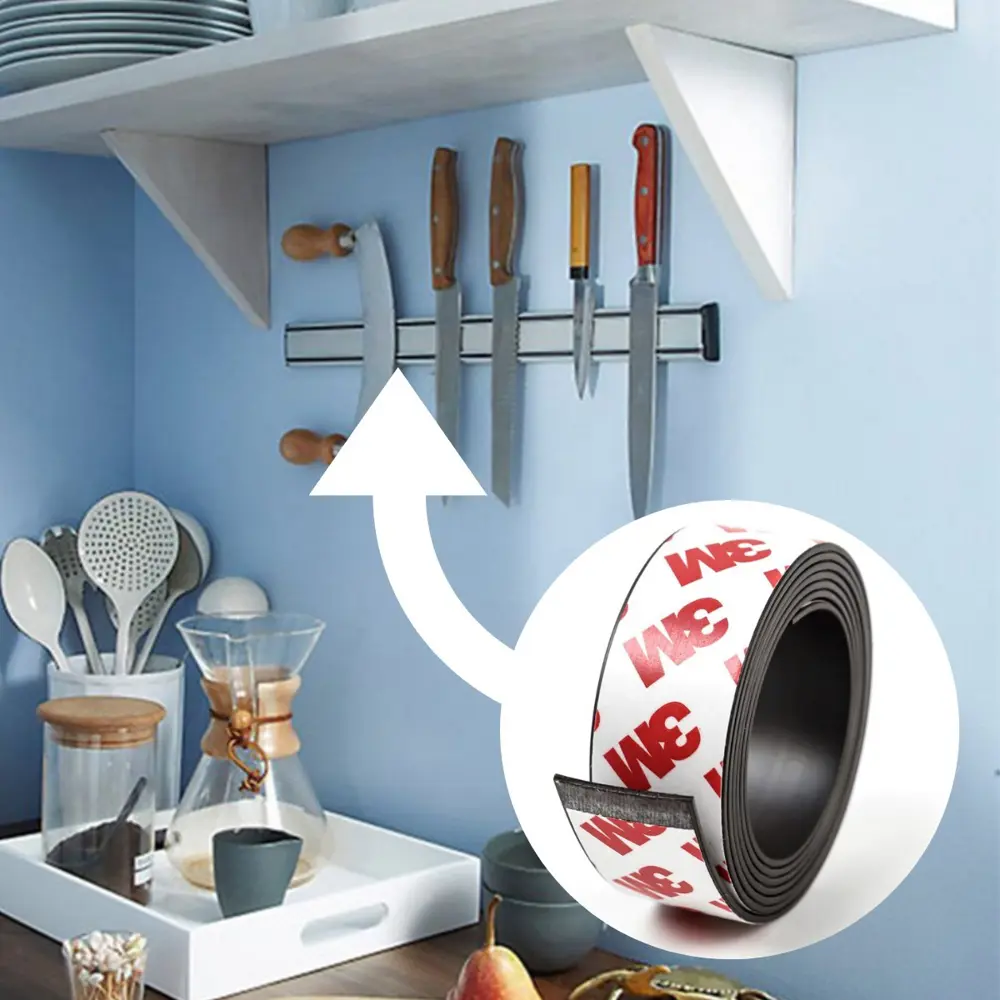 Yapışkanlı Şerit Mıknatıs Magnet Kes Kullan Güçlü Sağlam Rulo Çık