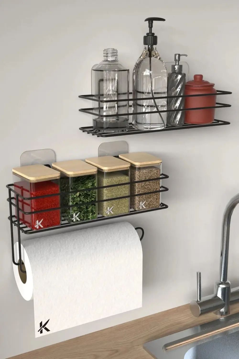 Yapışkanlı Siyah Şampuanlık Baharatlık Kağıt Havluluk  Mutfak Ban