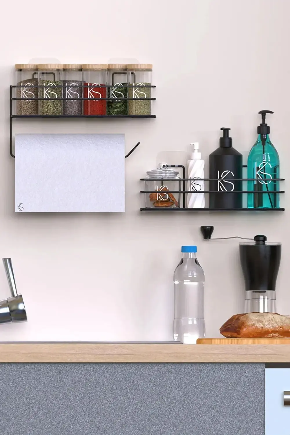 Yapışkanlı Siyah Şampuanlık Baharatlık Kağıt Havluluk  Mutfak Ban