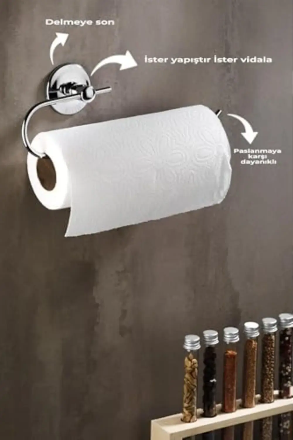 Yapışkanlı Solo Havlu Kağıdı Asacağı Solo Havluluk Krom S-110