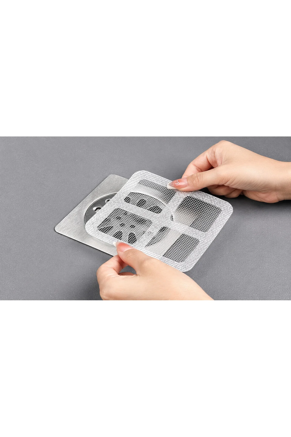 Yapışkanlı Tel Gider Süzgeci 10’lu Set 10x10 cm – Saç, Kıl ve Atık Tutucu Kesilebilir Banyo Duş Lavabo Gider Kapatıcı File