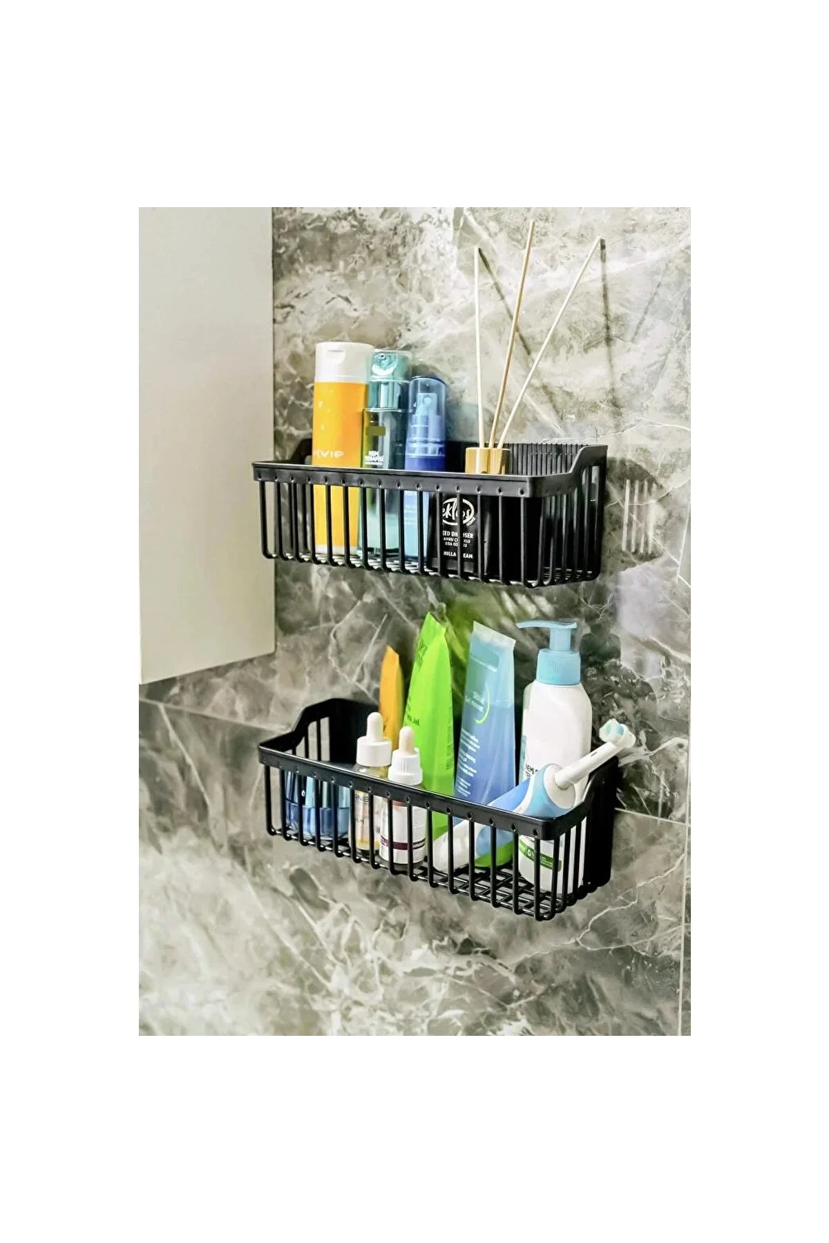 Yapışkanlı Tezgah Üstü/ Dolap Içi Organizer – 2’li Siyah Baharatl