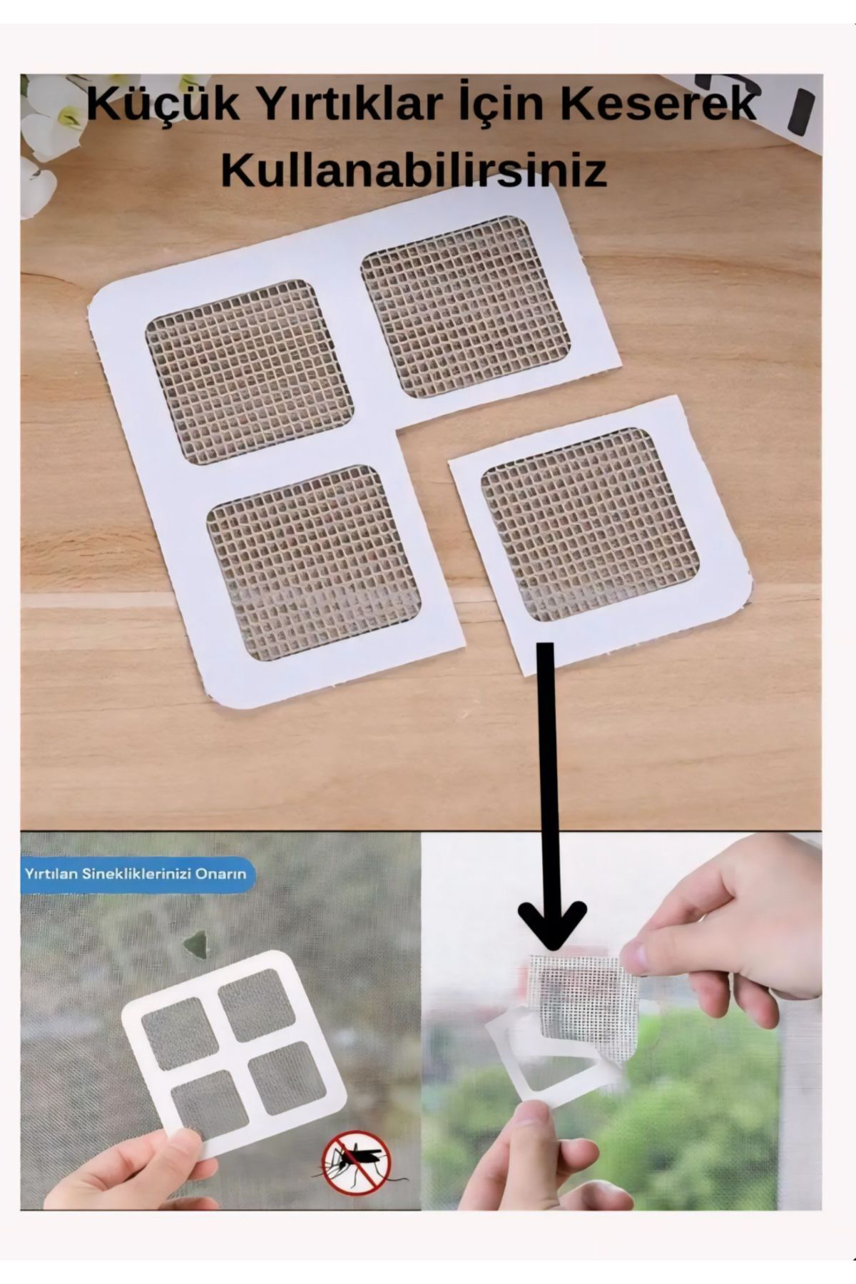 Yapışkanlı Tül Sineklik Tamir Yaması, Sineklik Yırtık Tamiri 40 P