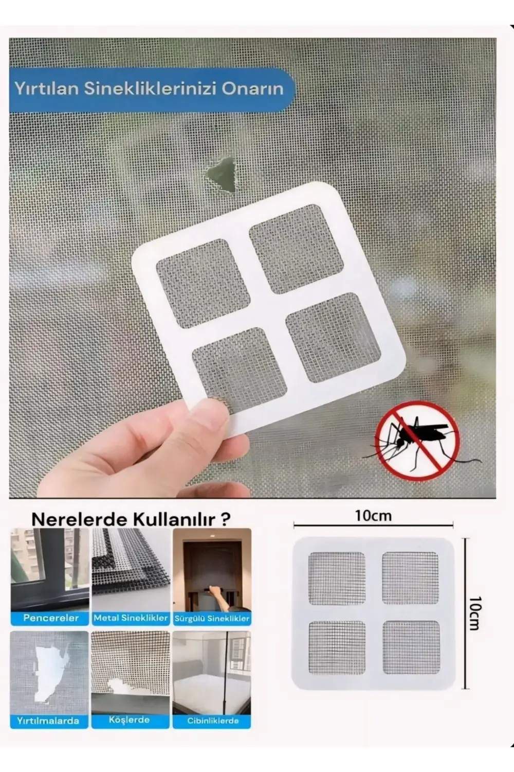 Yapışkanlı Tül Sineklik Tamir Yaması, Sineklik Yırtık Tamiri 40 P