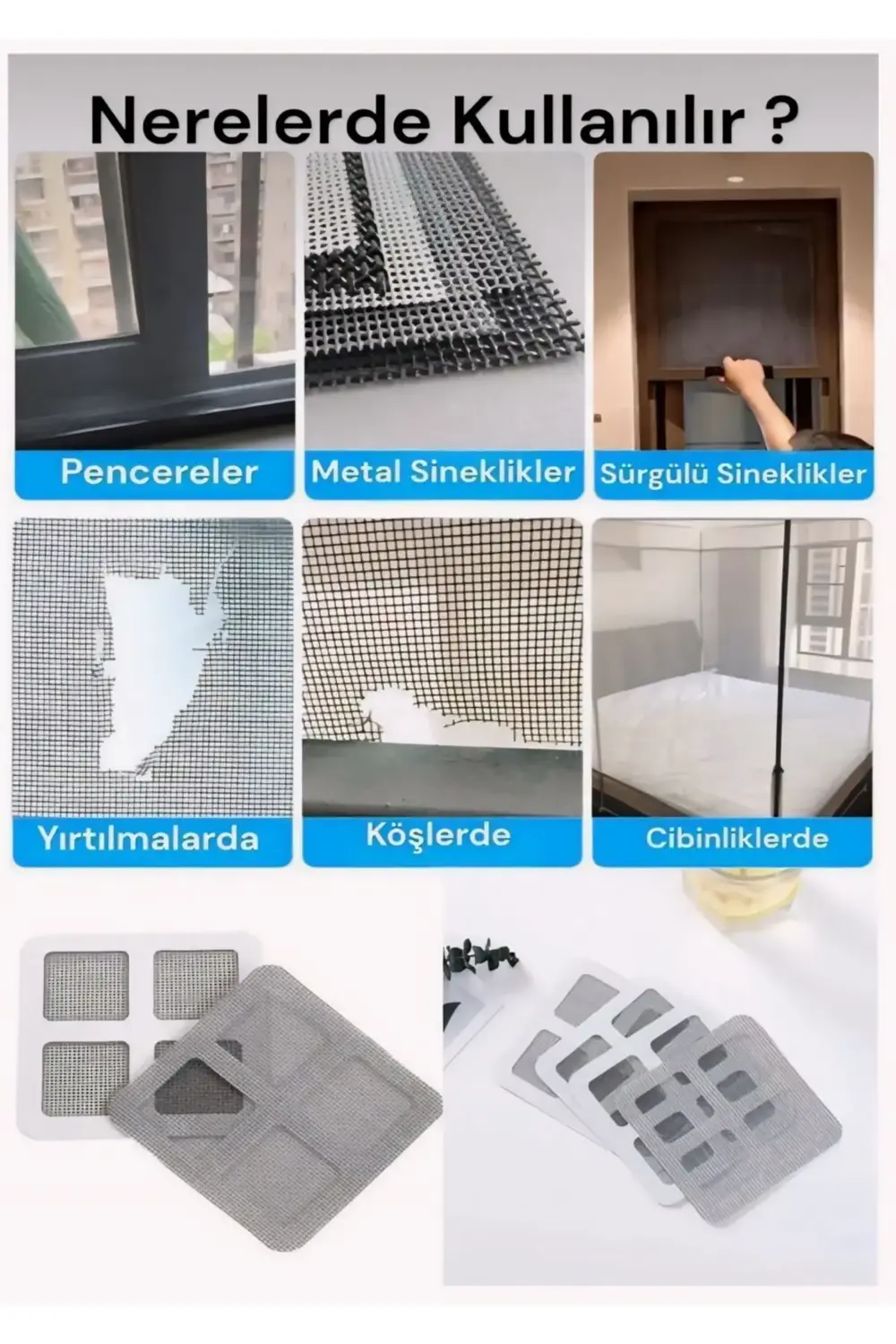 Yapışkanlı Tül Sineklik Tamir Yaması, Sineklik Yırtık Tamiri 40 P