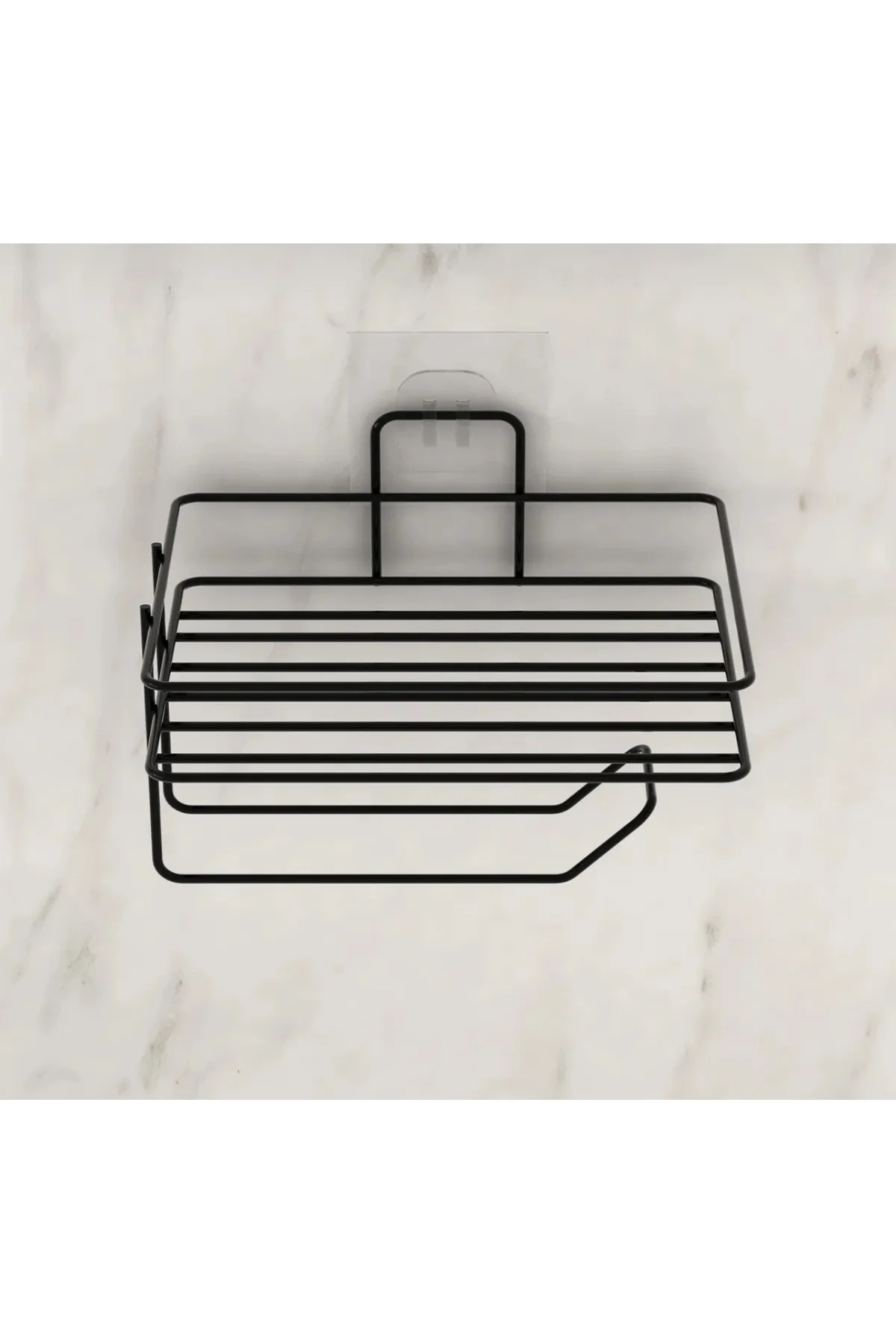 Yapışkanlı Tuvalet Kağıtşığı Tutatcağı Askısı Mat Siyah Metal Tuv