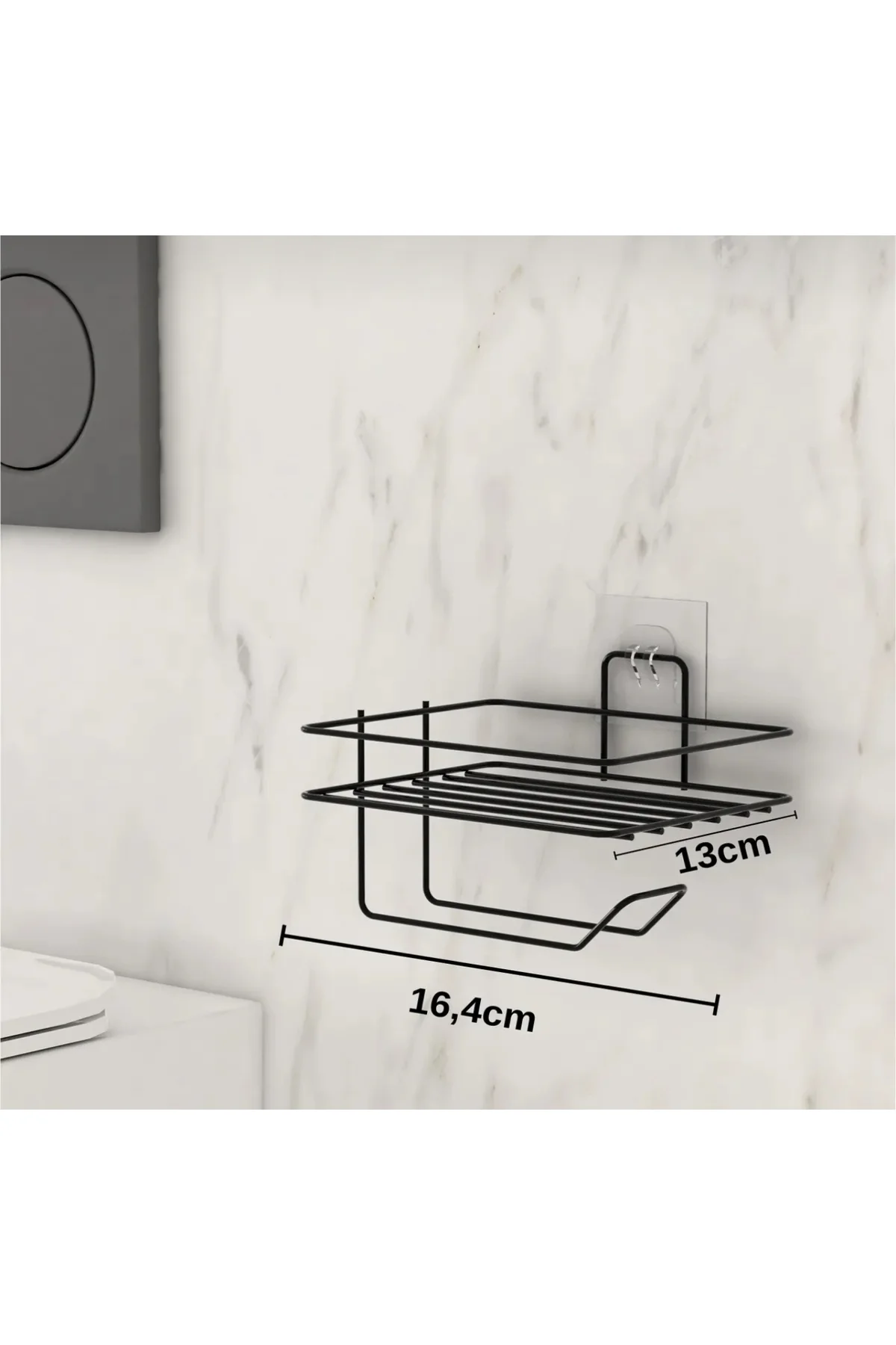 Yapışkanlı Tuvalet Kağıtşığı Tutatcağı Askısı Mat Siyah Metal Tuv