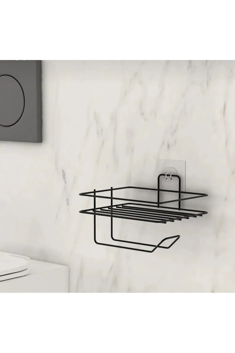 Yapışkanlı Tuvalet Kağıtşığı Tutatcağı Askısı Mat Siyah Metal Tuv