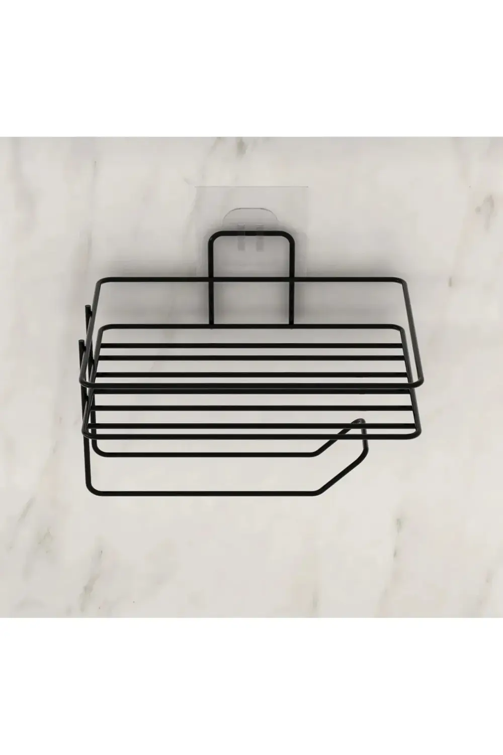 Yapışkanlı Tuvalet Kağıtşığı Tutatcağı Askısı Mat Siyah Metal Tuv