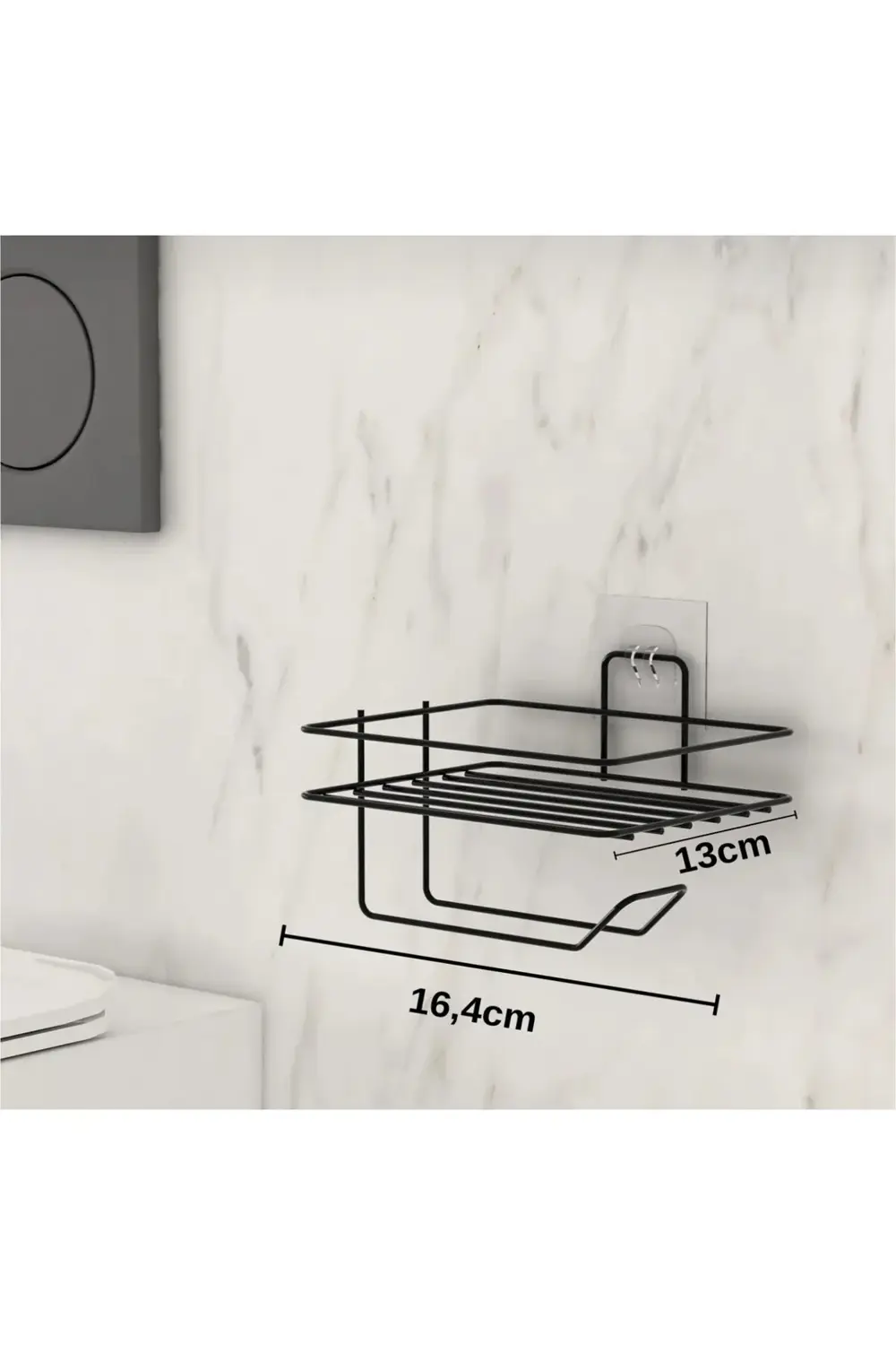 Yapışkanlı Tuvalet Kağıtşığı Tutatcağı Askısı Mat Siyah Metal Tuv