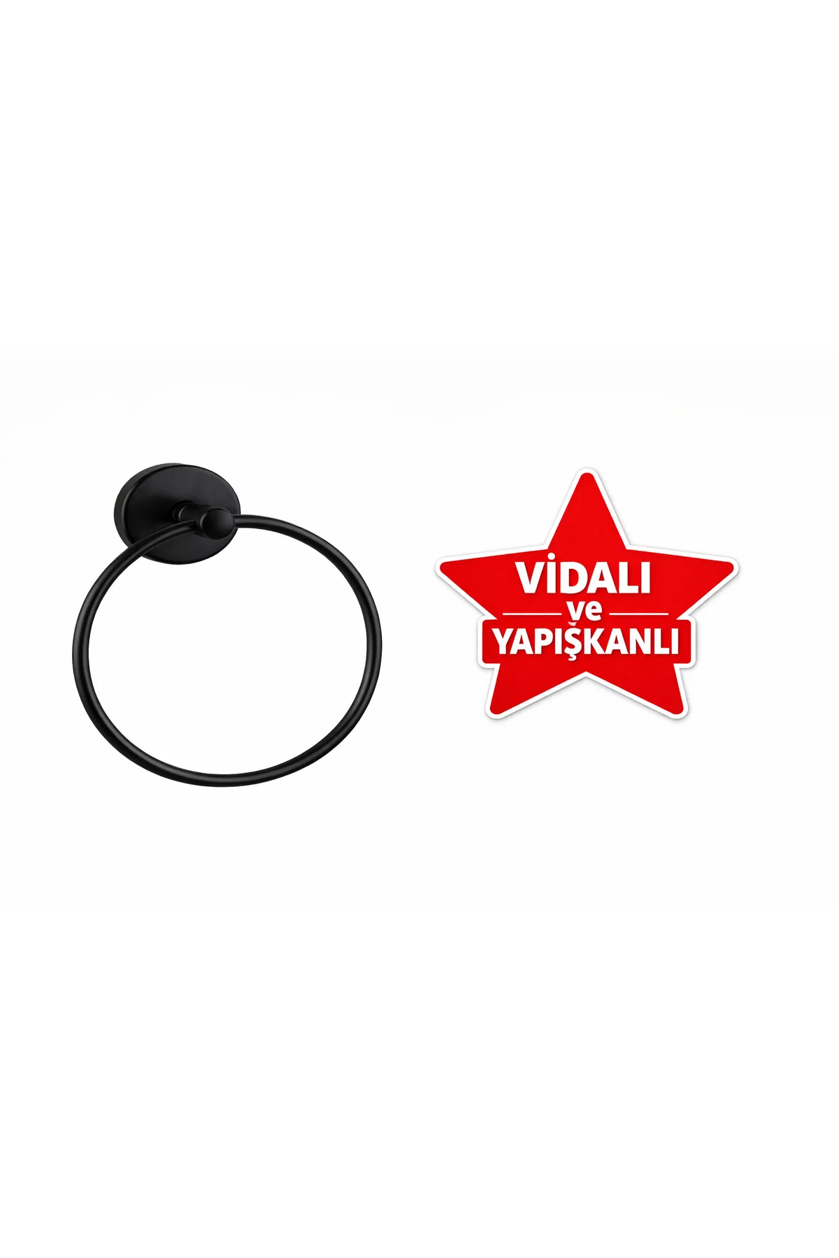 YAPIŞKANLI VE VİDALI SİYAH YUVARLAK HAVLULUK
