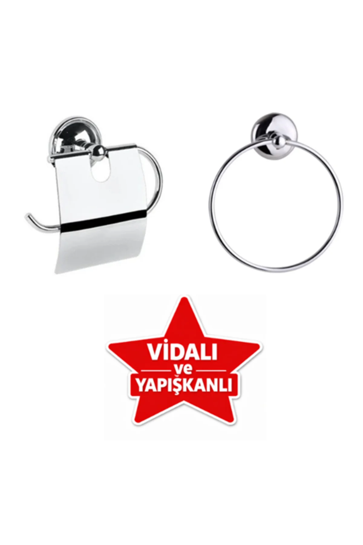 YAPIŞKANLI VE VİDALI KROM BANYO SETİ 2'Lİ Fiyatı, Yorumları ve Özellikleri