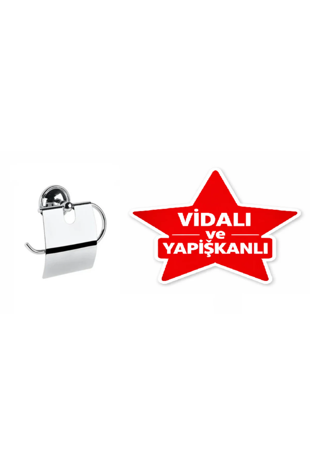 YAPIŞKANLI VE VİDALI KROM KAPAKLI WC KAĞITLIK
