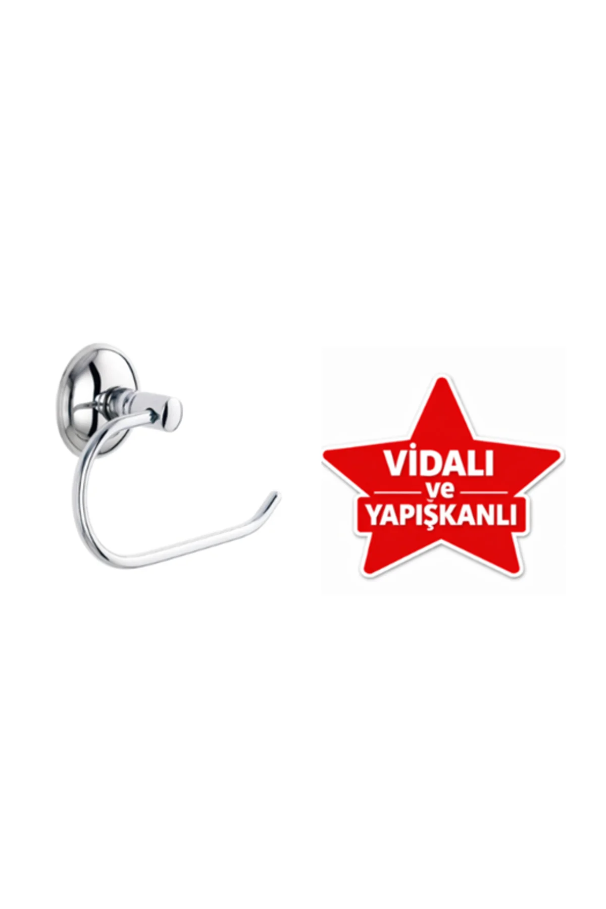 YAPIŞKANLI VE VİDALI KROM KAPAKSIZ WC KAĞITLIK